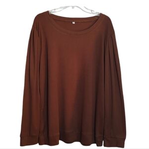 Chocolate Brown Long Sleeve Crew Neck Top sz 2X